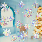 Изкуствени снежинки Хартиен гирлянд Winter Frozen Party Decor Сняг Коледна украса за дома Рожден ден Navidad Tree Ornaments