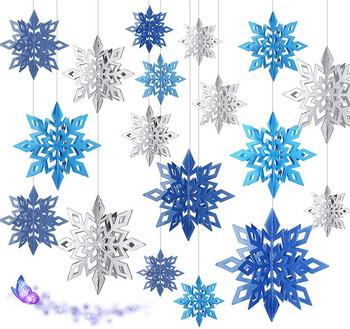 Τεχνητές νιφάδες χιονιού Χαρτί γιρλάντα Winter Frozen Διακόσμηση πάρτι Χριστουγεννιάτικη διακόσμηση για γενέθλια σπιτιού Navidad Στολίδια δέντρων