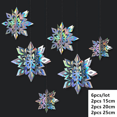 Изкуствени снежинки Хартиен гирлянд Winter Frozen Party Decor Сняг Коледна украса за дома Рожден ден Navidad Tree Ornaments