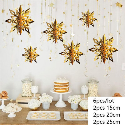 Изкуствени снежинки Хартиен гирлянд Winter Frozen Party Decor Сняг Коледна украса за дома Рожден ден Navidad Tree Ornaments