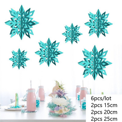 Изкуствени снежинки Хартиен гирлянд Winter Frozen Party Decor Сняг Коледна украса за дома Рожден ден Navidad Tree Ornaments