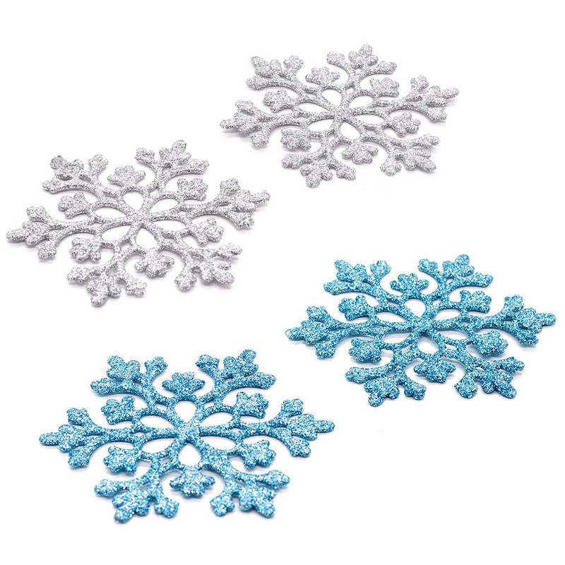 10gb Ziemassvētku mirdzoši sniegpārsliņu virtenes Ziemassvētku eglītes piekaramie kulonu rotājumi ballītes viltus sniegpārsliņu rotājumi