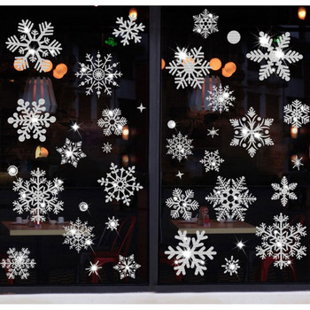νιφάδα χιονιού ηλεκτροστατικό Αυτοκόλλητο παράθυρο Χριστουγεννιάτικα αυτοκόλλητα τοίχου Παιδικό δωμάτιο διακόσμηση σπιτιού Πρωτοχρονιάτικη ταπετσαρία Glitter εφέ