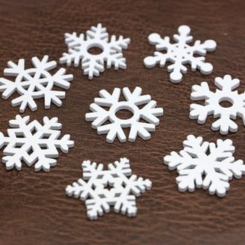 (50 бр./опаковка) 35 мм бяла смесена форма Дървени снежинки Коледни орнаменти Висулки за коледно дърво Новогодишни декорации за дома