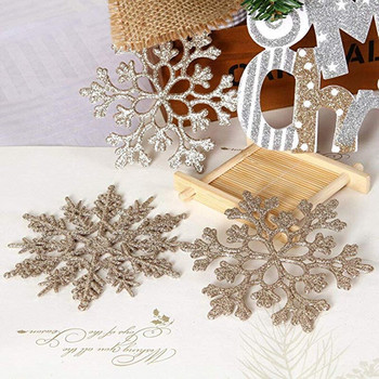 6 бр. 10 см цветни коледни пластмасови блестящи снежинки Коледно дърво Oranments Весела Коледа Декор за дома 2023 Честита Нова Година