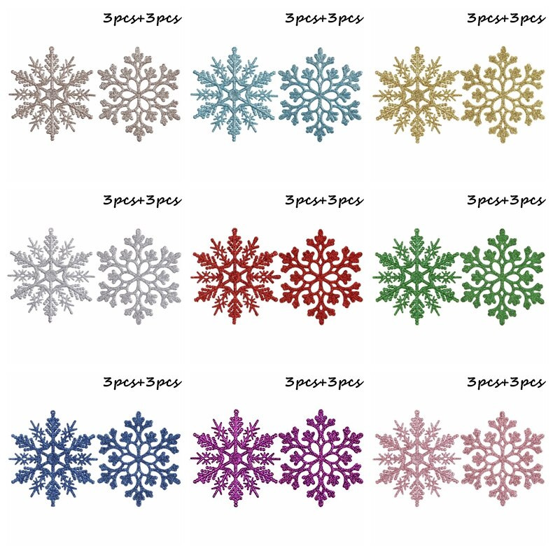 6 komada 10 cm šarene božićne plastične svjetlucave pahuljice ukrasi za božićno drvce Sretan božićni dekor za dom 2023. Sretna Nova godina