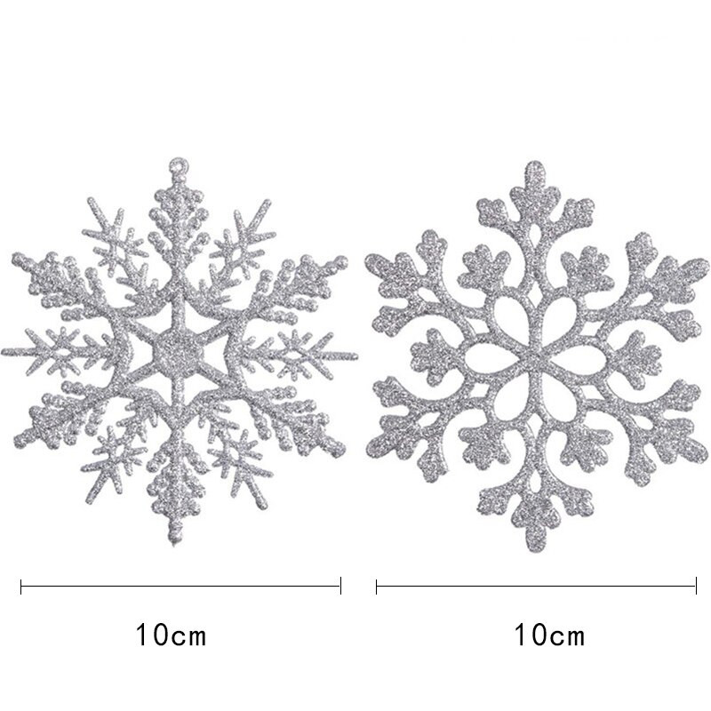 6 komada 10 cm šarene božićne plastične svjetlucave pahuljice ukrasi za božićno drvce Sretan božićni dekor za dom 2023. Sretna Nova godina