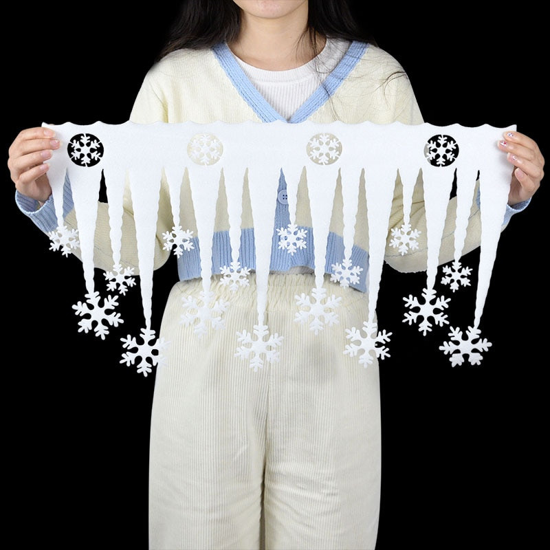 2 τμχ/παρτίδα Χριστουγεννιάτικη Λευκή νιφάδα χιονιού Τεχνητό χιόνι Ice strip Χριστουγεννιάτικη διακόσμηση Στολίδι Μενταγιόν Φεστιβάλ Διακόσμηση βιτρίνας