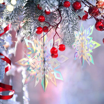 Νέο 3D τεχνητό χαρτί για νιφάδες χιονιού γιρλάντα Winter Frozen Διακόσμηση για πάρτι Ψεύτικες Χριστουγεννιάτικες διακοσμήσεις χιονιού για στολίδια σπιτιού Navidad
