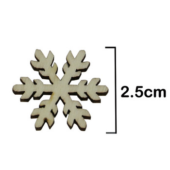 (100 бр./опаковка) 25 мм дървена форма Снежинки Микс Орнаменти за коледно дърво Висулки Снежинки Новогодишен декор за дома