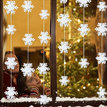 Τρισδιάστατες τεχνητές νιφάδες χιονιού Χαρτί γιρλάντα Χριστουγεννιάτικα Κρεμαστά στολίδια Πανό νιφάδα χιονιού για το σπίτι Πρωτοχρονιά Χριστουγεννιάτικο πάρτι Χειμερινή διακόσμηση