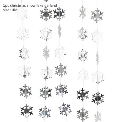 3D mākslīgo sniegpārslu papīra vītne, piekārti Ziemassvētku rotājumi, sniegpārslu reklāmkarogs mājām Jaungada Ziemassvētku ballītes ziemas dekors