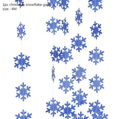 3D mākslīgo sniegpārslu papīra vītne, piekārti Ziemassvētku rotājumi, sniegpārslu reklāmkarogs mājām Jaungada Ziemassvētku ballītes ziemas dekors