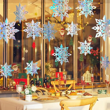 Изкуствени снежинки Снежен гирлянд от хартия Winter Frozen Party Decor Коледна украса за дома Рожден ден Navidad Tree Ornaments