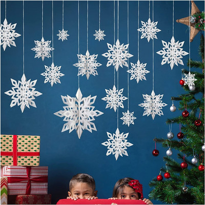 Τεχνητές νιφάδες χιονιού Χαρτί γιρλάντα Χειμερινού παγωμένου πάρτι Χριστουγεννιάτικη διακόσμηση για γενέθλια σπιτιού Navidad Στολίδια δέντρων