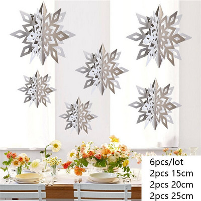 Изкуствени снежинки Снежен гирлянд от хартия Winter Frozen Party Decor Коледна украса за дома Рожден ден Navidad Tree Ornaments