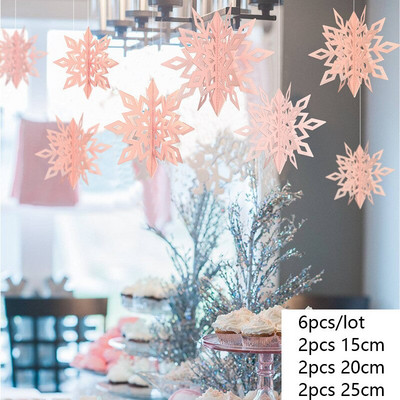 Изкуствени снежинки Снежен гирлянд от хартия Winter Frozen Party Decor Коледна украса за дома Рожден ден Navidad Tree Ornaments