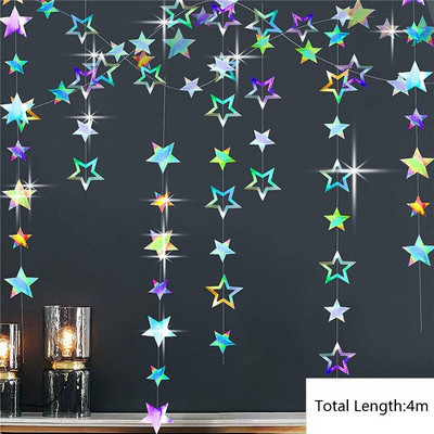 Изкуствени снежинки Снежен гирлянд от хартия Winter Frozen Party Decor Коледна украса за дома Рожден ден Navidad Tree Ornaments