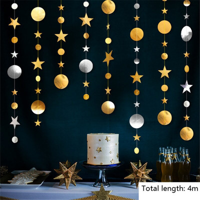 Изкуствени снежинки Снежен гирлянд от хартия Winter Frozen Party Decor Коледна украса за дома Рожден ден Navidad Tree Ornaments