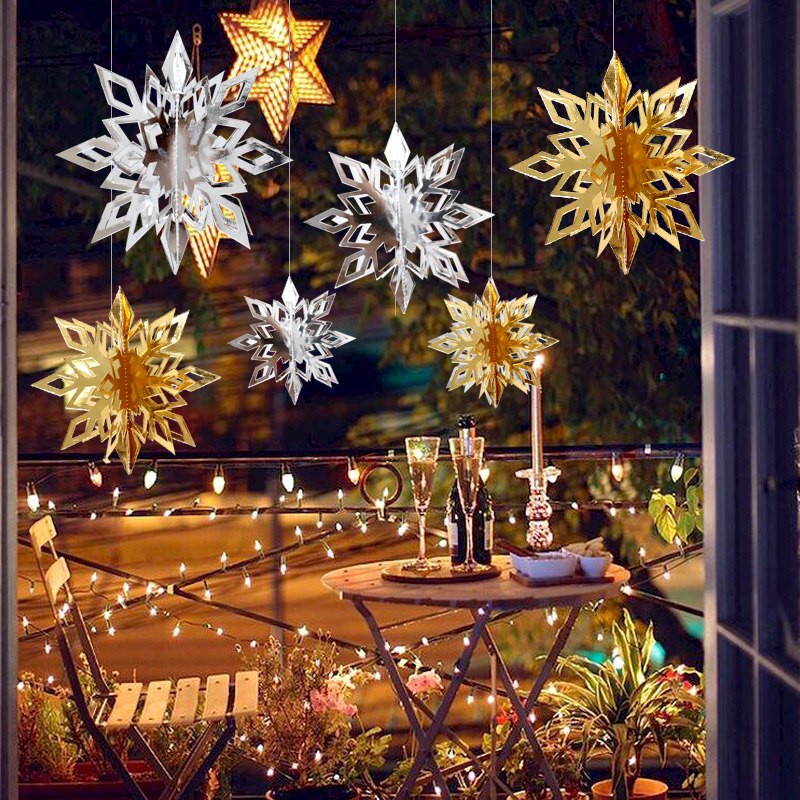 Изкуствени снежинки Снежен гирлянд от хартия Winter Frozen Party Decor Коледна украса за дома Рожден ден Navidad Tree Ornaments