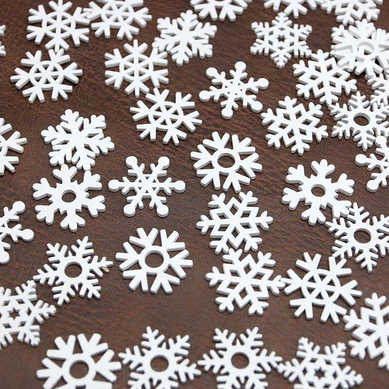 (50tk) Valge segakujuline puidust lumehelbed jõuluehted ripatsid uusaasta kaunistused koduks