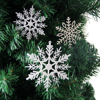 1 пакет Направи си сам пластмасови бели фалшиви снежинки за дома Коледно парти Нова година Коледно дърво Висулки Орнаменти Декорация на прозорци