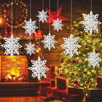 Τρισδιάστατες τεχνητές νιφάδες χιονιού Χαρτί γιρλάντα Πανό Χριστουγεννιάτικα διακοσμητικά για το σπίτι Χειμερινό πάρτι γενεθλίων Ψεύτικα στολίδια χιονιού Πρωτοχρονιά