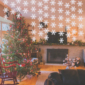 Коледна украса Снежинка Хартиени гирлянди Направи си сам Висящ банер за домашна стая Рожден Ден Декор Консумативи Коледни орнаменти