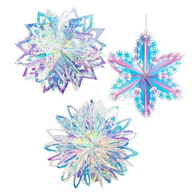 Decor de petrecere Frozen Film Neon Fulgi de zăpadă 3D Decorațiuni de Crăciun pentru Ornamente de casă Pom de Narvațiune Ghirlande de zăpadă false Decor de iarnă