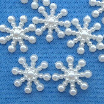 100Pcs Snowflake Artificial Flatback Pearl Christmas Card Making DIY Craft High Quality Navidad