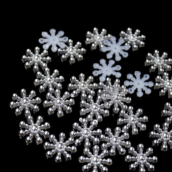 100Pcs Snowflake Artificial Flatback Pearl Christmas Card Making DIY Craft High Quality Navidad