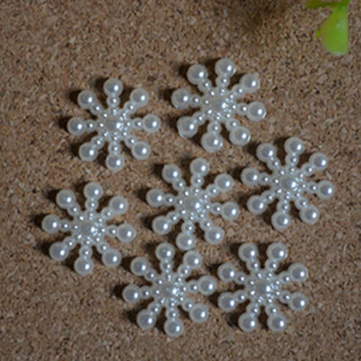 100Pcs Snowflake Artificial Flatback Pearl Christmas Card Making DIY Craft High Quality Navidad