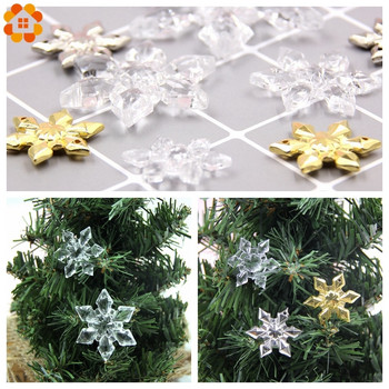 6PCS Прозрачни/златни/сребърни акрилни снежинки Коледни занаяти Висулки Орнаменти Коледно дърво Детски подаръци Завеси Декорации