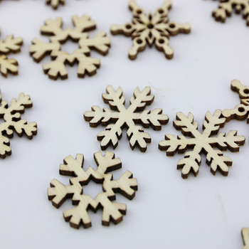 (100бр.) Снежинки в дървена форма Микс Коледни орнаменти Висулки Новогодишни декорации за дома