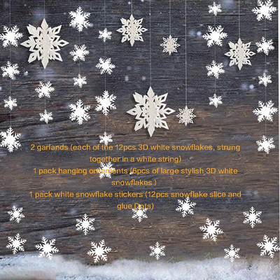 Külmunud tüdrukute sünnipäevapeo rippuvad tarvikud, paber 3D kunstlikud lumehelbed, vanikud beebide duši jaoks lumestseeni jõulukaunistused