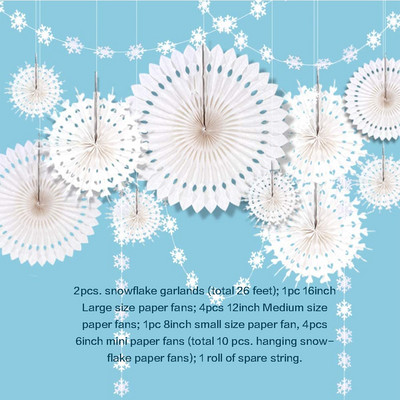 Külmunud tüdrukute sünnipäevapeo rippuvad tarvikud, paber 3D kunstlikud lumehelbed, vanikud beebide duši jaoks lumestseeni jõulukaunistused