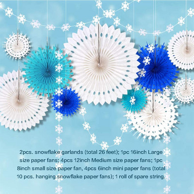 Külmunud tüdrukute sünnipäevapeo rippuvad tarvikud, paber 3D kunstlikud lumehelbed, vanikud beebide duši jaoks lumestseeni jõulukaunistused