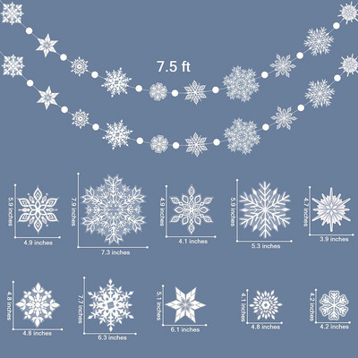 Külmunud tüdrukute sünnipäevapeo rippuvad tarvikud, paber 3D kunstlikud lumehelbed, vanikud beebide duši jaoks lumestseeni jõulukaunistused