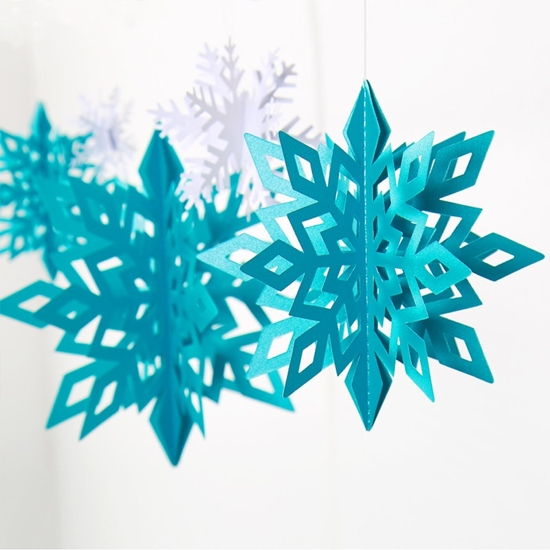 Külmunud tüdrukute sünnipäevapeo rippuvad tarvikud, paber 3D kunstlikud lumehelbed, vanikud beebide duši jaoks lumestseeni jõulukaunistused