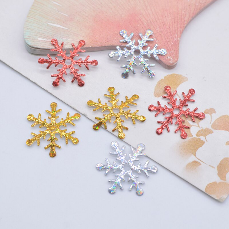 200 bucăți 20 mm colorat fulgi de nea aplicate cu laser pânză pentru petrecere de nuntă, accesorii pentru decor de Crăciun, petice, ornament pentru copac DIY