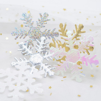 30Pcs 64mm Snowflake Laser AB Cloth Glitter Fabric Appliques for DIY Wedding Party Weth Christmas Decor Crafts Accessories L22