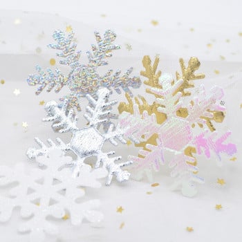 30τμχ 64mm Snowflake Laser AB Πανί Glitter Fabric Appliques for DIY Wedding Party Wreath Christmas Decor Crafts Accessories L22