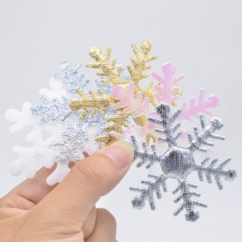 30τμχ 64mm Snowflake Laser AB Πανί Glitter Fabric Appliques for DIY Wedding Party Wreath Christmas Decor Crafts Accessories L22