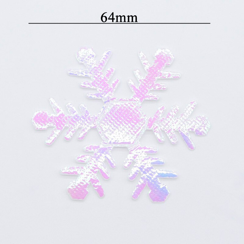 30 bucăți 64 mm fulgi de nea cu laser AB pânză sclipici țesătură aplicații pentru bricolaj, nuntă, coroană, decorațiuni de Crăciun, accesorii de artizanat L22
