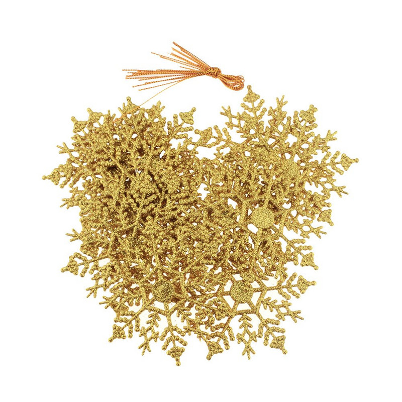 12ΤΜ/Σετ Πλαστικό Χρυσό Ασημί Glitter Πούδρα Χιονονιφάδα Χριστουγεννιάτικο Στολίδι Κρεμαστό Χριστουγεννιάτικο Δέντρο Διακόσμηση νιφάδα χιονιού 10cm