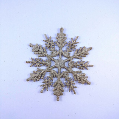 6 komada plastične pahuljice od 10 cm, ukrasni viseći privjesak za božićno drvce, zlatno srebrni svjetlucavi božićni ukrasi u prahu, pahuljice