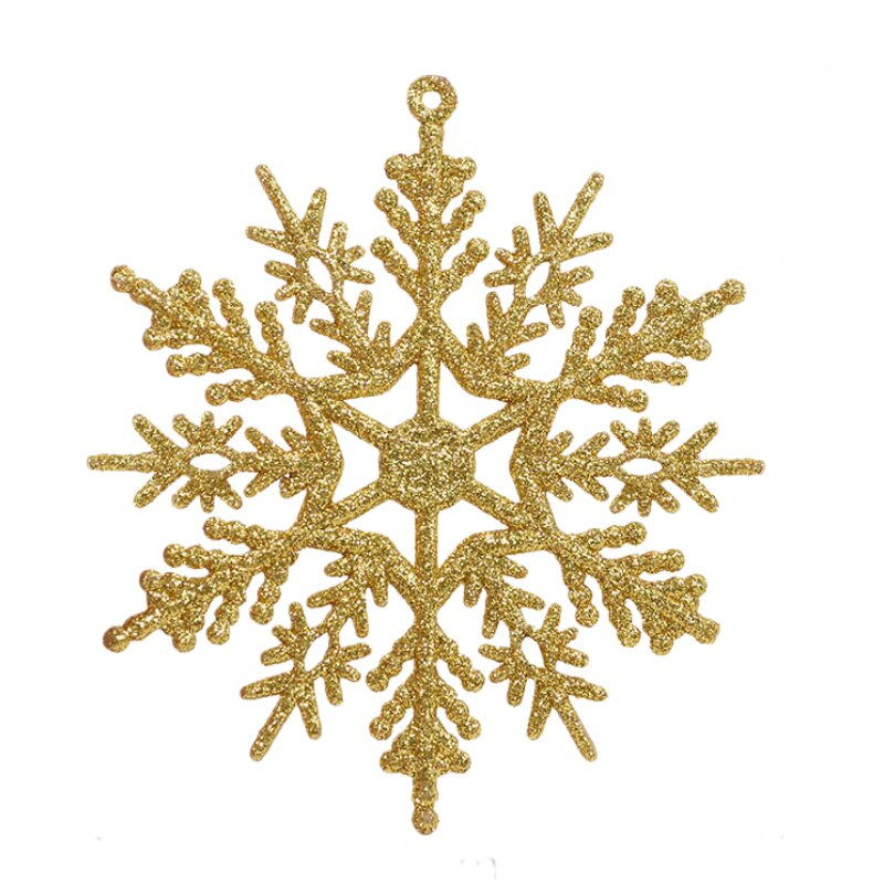 6 komada plastične pahuljice od 10 cm, ukrasni viseći privjesak za božićno drvce, zlatno srebrni svjetlucavi božićni ukrasi u prahu, pahuljice