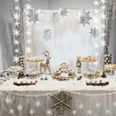 Žiemos sniego stebuklų šalies vakarėlio dekoras 3D dirbtinės snaigės, popierinės girliandos, kabantys sušalusiems gimtadienio kalėdiniams papuošalams
