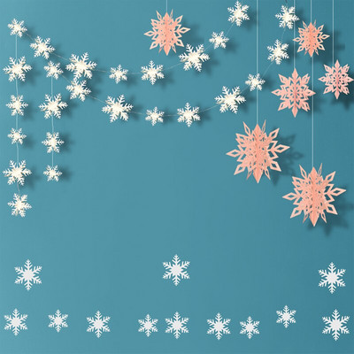 Žiemos sniego stebuklų šalies vakarėlio dekoras 3D dirbtinės snaigės, popierinės girliandos, kabantys sušalusiems gimtadienio kalėdiniams papuošalams