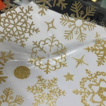 Αυτοκόλλητο τοίχου 2022 Gold and Silver Powder Snowflake/XMAS Βιτρίνα καταστήματος Γυάλινη ρύθμιση σκηνής/χριστουγεννιάτικη διακόσμηση τοίχου